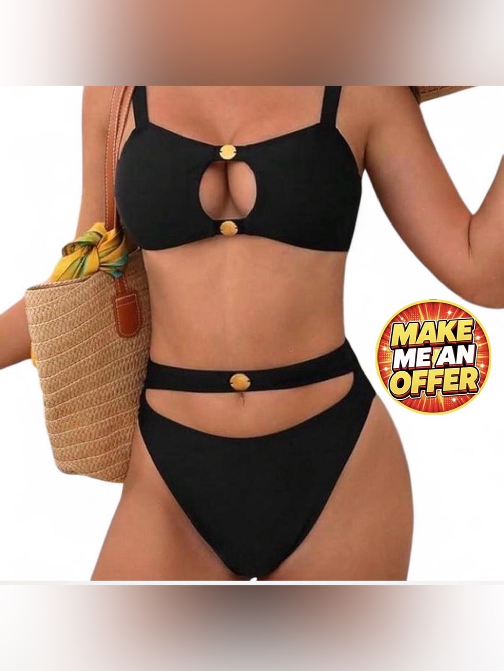 Brand New Black Bikini with Gold Accents - SZ L
